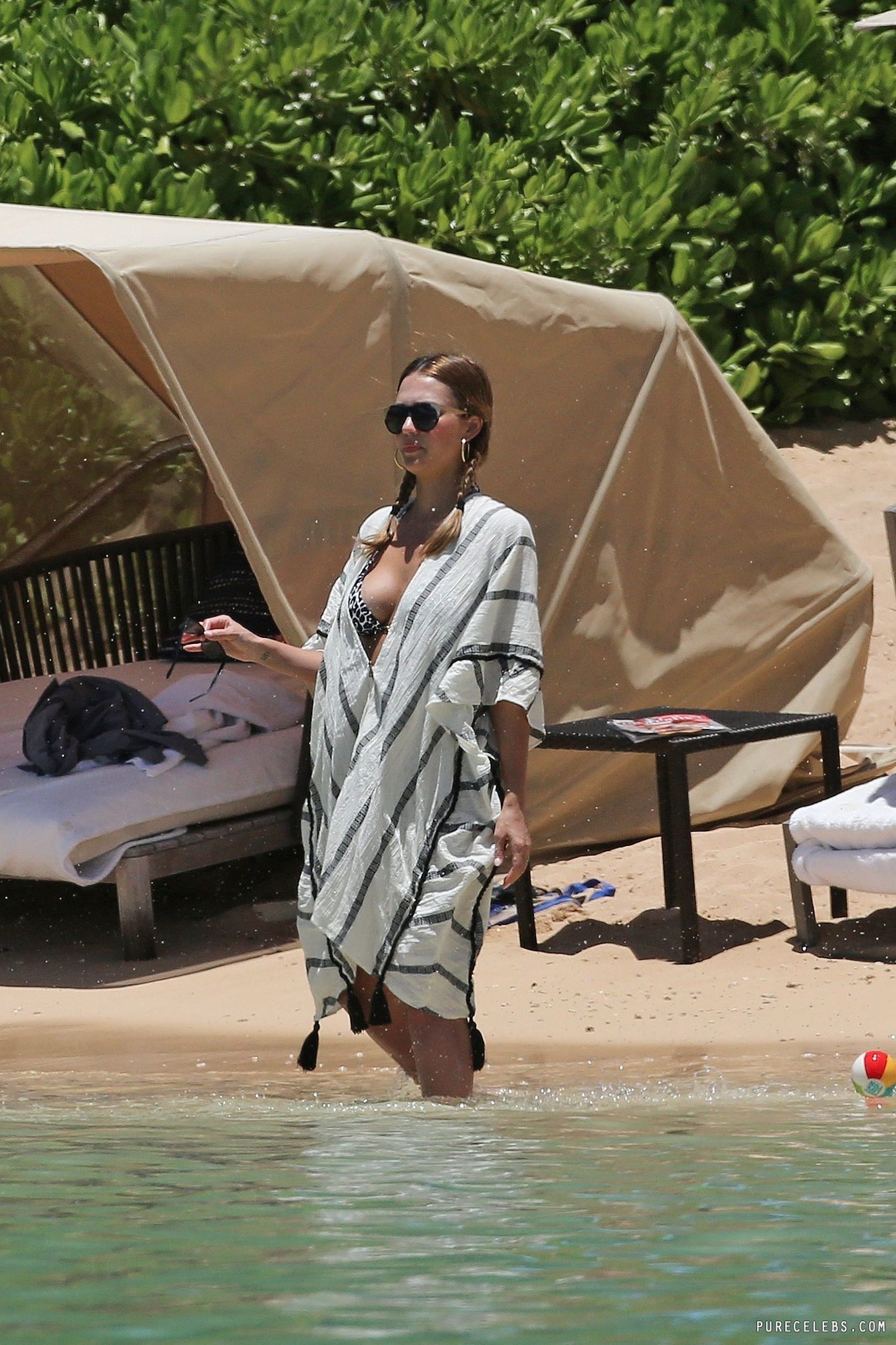 Jessica Alba Caught Sunbathing In The Bikini On A Beach NuCelebs