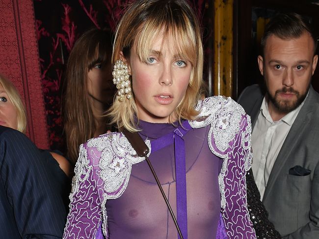 Edie Campbell Flashing Her Small Tits In See Through