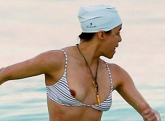 Michelle Rodriguez Paparazzi Nipple Slip And Bikini Shots.