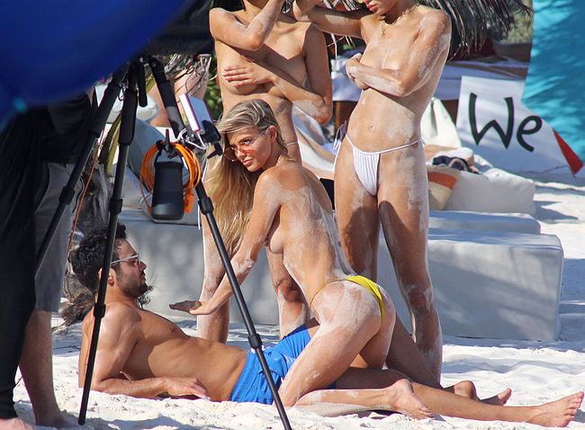 Danielle Knudson Topless And Bikini Behind Scene