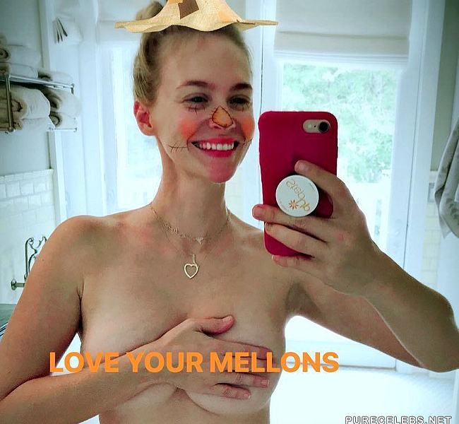 January Jones Topless Mirror Selfie Photo