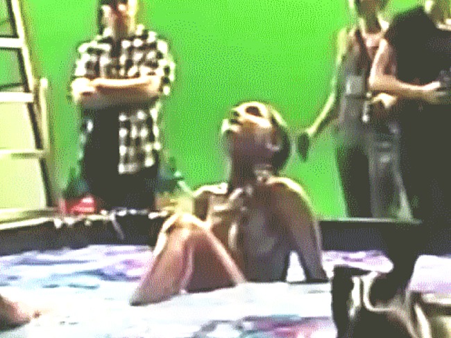 Ariana Grande Topless In The Pool On A Stage