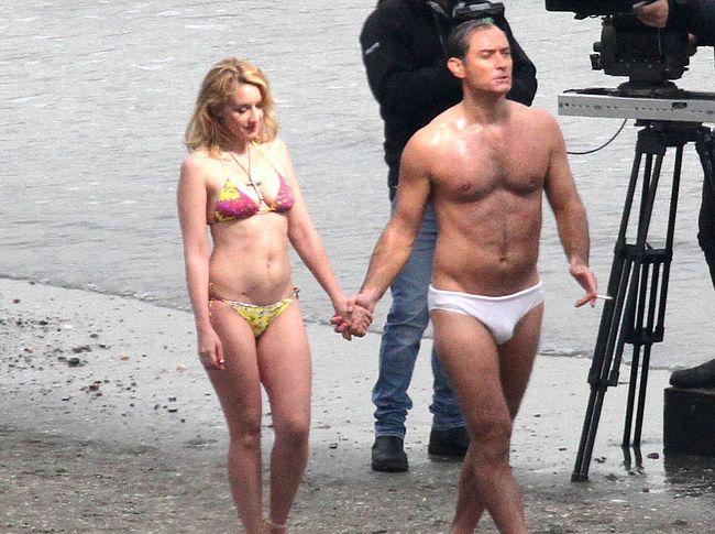 Ludivine Sagnier Caught In Bikini While Filming With Jude Law On A Beach