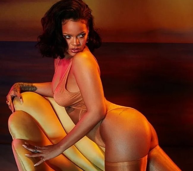 Rihanna Posing In Hot Yellow Lingerie - NuCelebs.com.