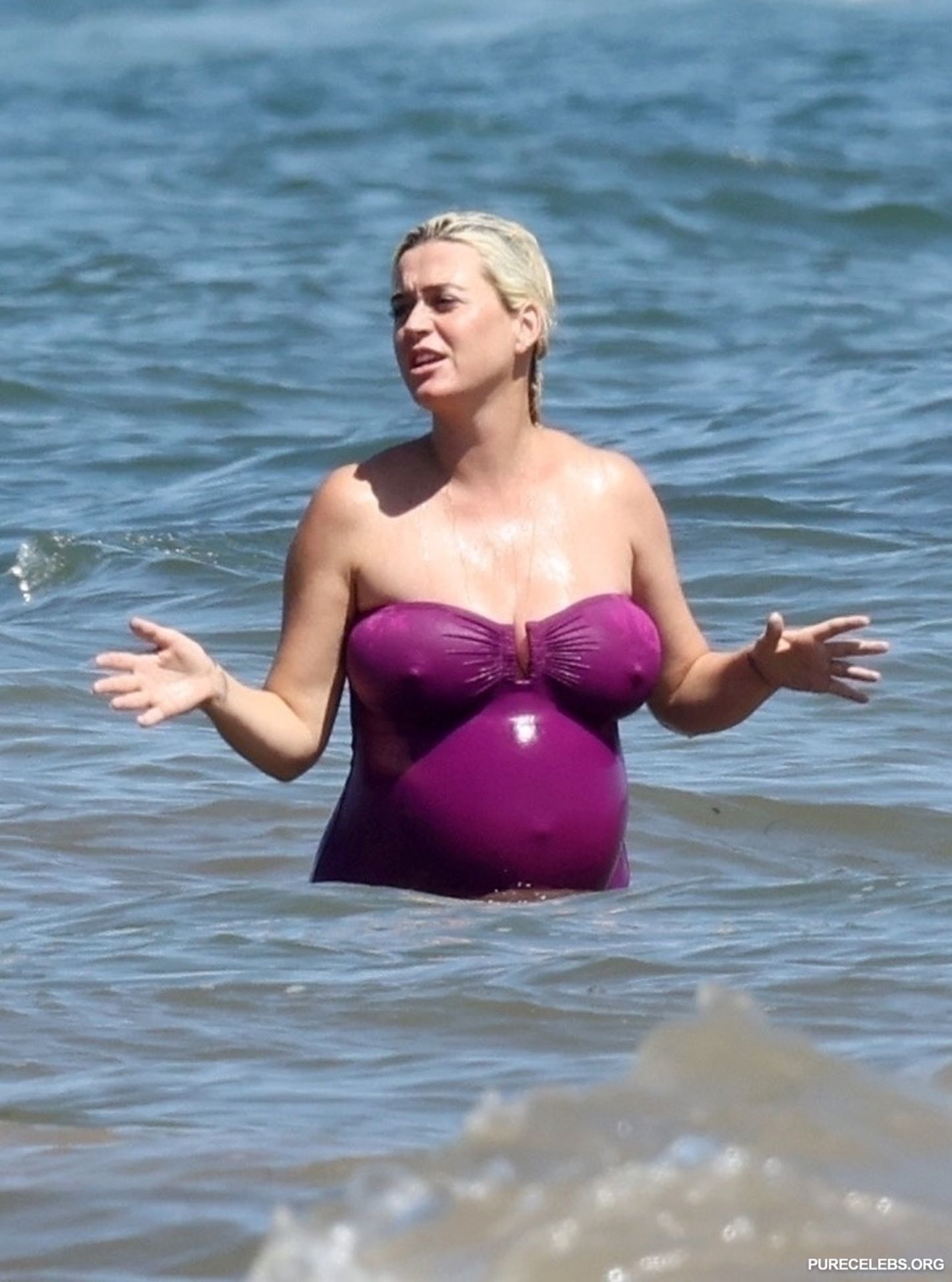 Katy Perry Pregnant And Hard Nipples Bikini Photos image