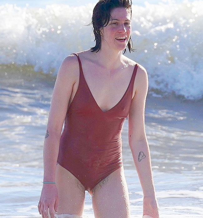 Charlotte Simpson Shows Thick Hairy Bush In Wet Bikini
