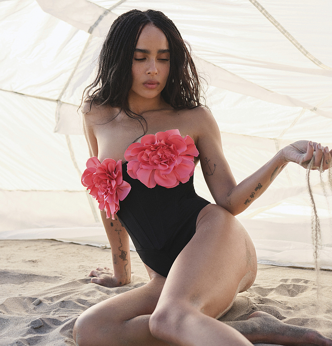 Zoe Kravitz Posing Sexy On A Beach For ELLE