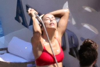 Eva Longoria bikini shower