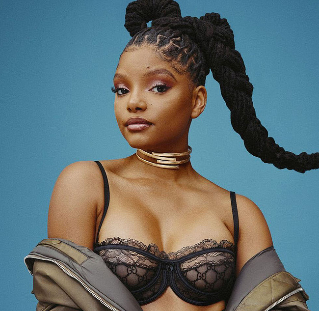 Halle Bailey Shows Her Tits Through Sexy Lingerie