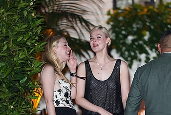 Elle Fanning in transparent dress