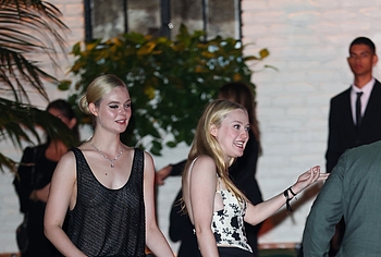 Elle Fanning in transparent dress