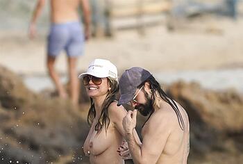 Heidi Klum nude on a beach