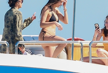Nina Dobrev Relaxing With Selena Gomez in Bikini
