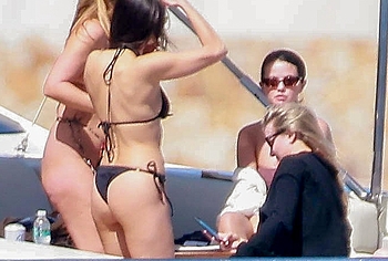Nina Dobrev Relaxing With Selena Gomez in Bikini