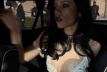 Jenna Ortega Shows Off Her Tits in Low Naked Dress