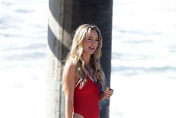 Hassie Harrison Exposed Tits Tight Bum During Baywatch Reboot