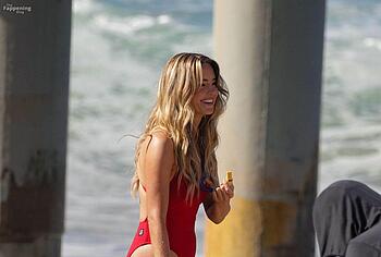Hassie Harrison Exposed Tits Tight Bum During Baywatch Reboot