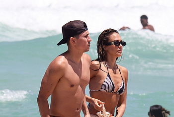 Jessica Alba Relaxing In Bikini With Young Boyfriend On a Beach