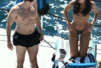 Dua Lipa sexy bikini on a beach