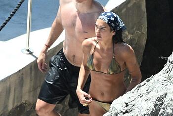 Dua Lipa sexy bikini on a beach