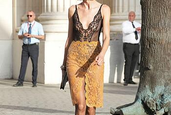 Anja Rubik Bare Tits Through Transparent Blouse