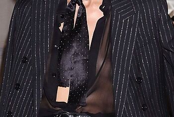 Anja Rubik Bare Tits Through Transparent Blouse