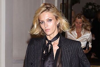 Anja Rubik Bare Tits Through Transparent Blouse