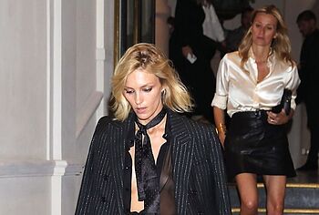 Anja Rubik Bare Tits Through Transparent Blouse