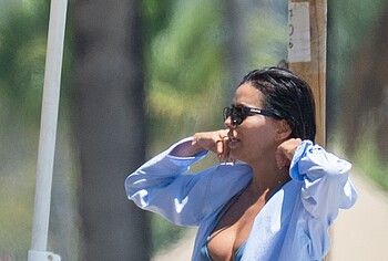 Eva Longoria Wet Bikini And Areola Nip Slip Photos